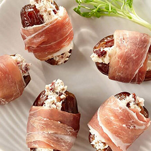Dates Stuffed with Boursin and Prosciutto with Boursin Cranberry & Spice Cheese