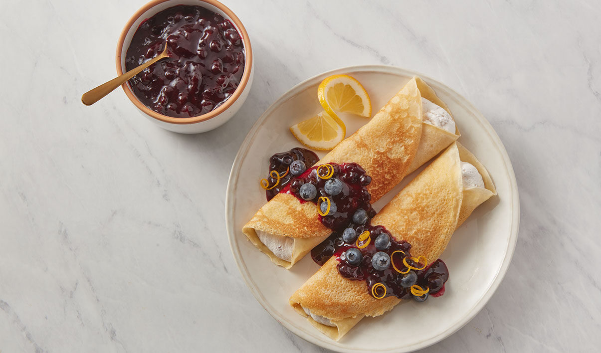 Crepe made with Boursin® Blueberry & Meyer Lemon Cheese